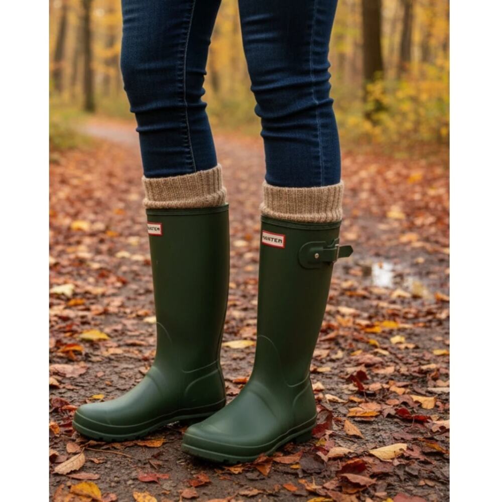 Hunter Vtg Original Tall Rain Boots Green Rubber Wellies Sz 11 Made in Scotland - Picture 3 of 12